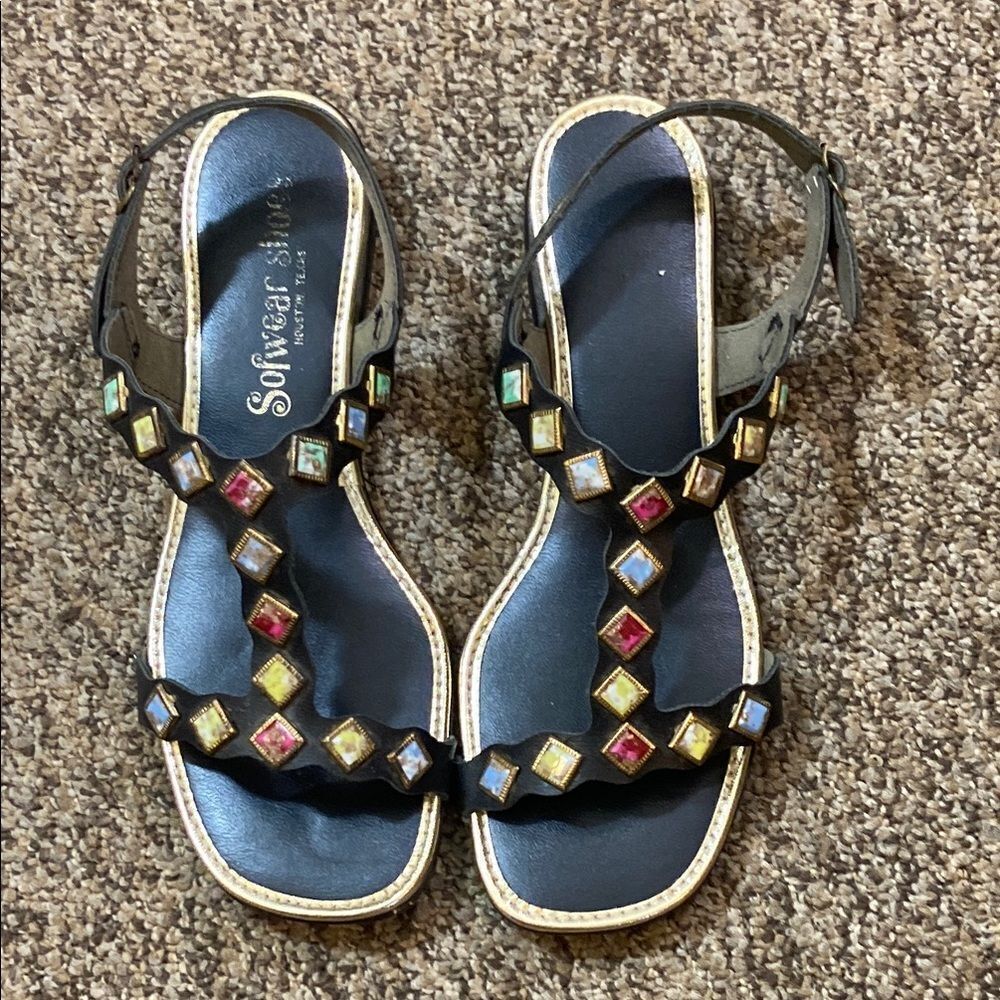 Sofwear Shoes Houston Texas Sandals with Multicolor Accents Women’s Size 7